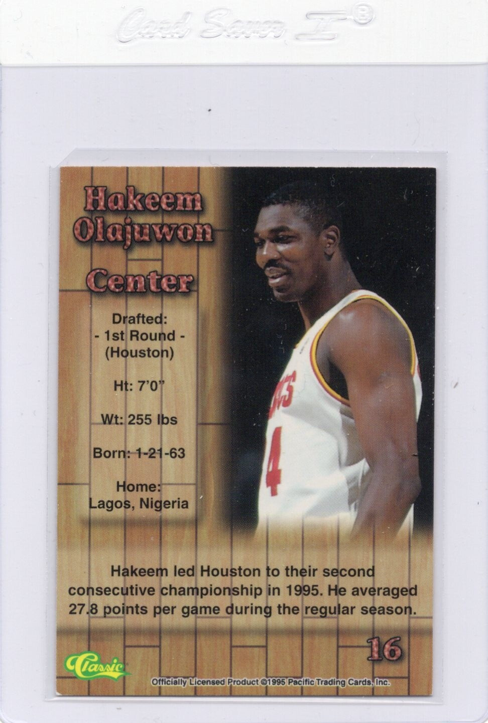 1995 Pacific Prism Draft Picks RED #16 Hakeem Olajuwon Houston Rockets