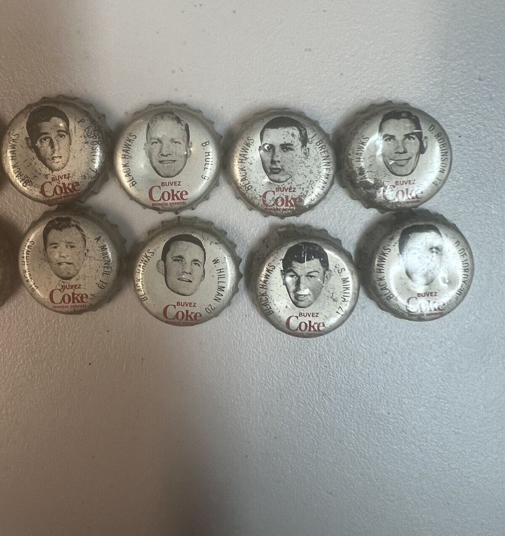 1964 Coca Cola Bottle Caps 12 different Chicago Black Hawks NHL