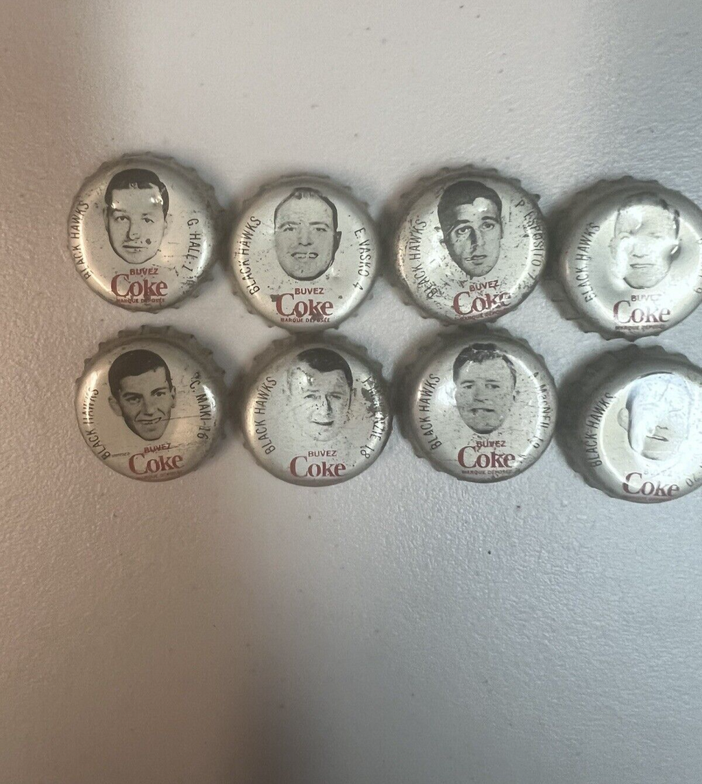 1964 Coca Cola Bottle Caps 12 different Chicago Black Hawks NHL