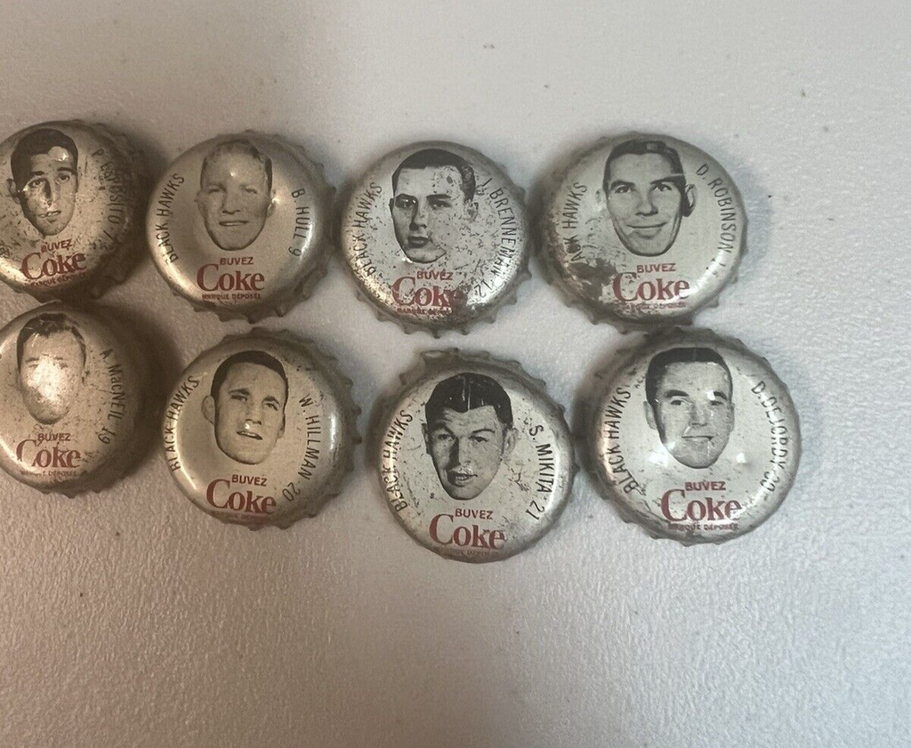 1964 Coca Cola Bottle Caps 12 different Chicago Black Hawks NHL