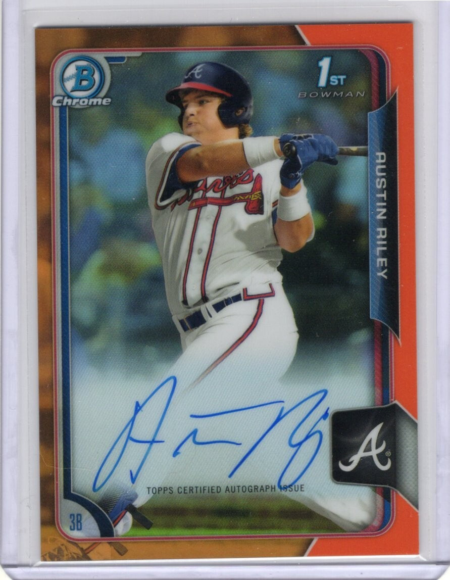 2015 BOWMAN CHROME AUTO ORANGE REFRACTOR AUSTIN RILEY AUTO RC #07/25 #BCA-ARI