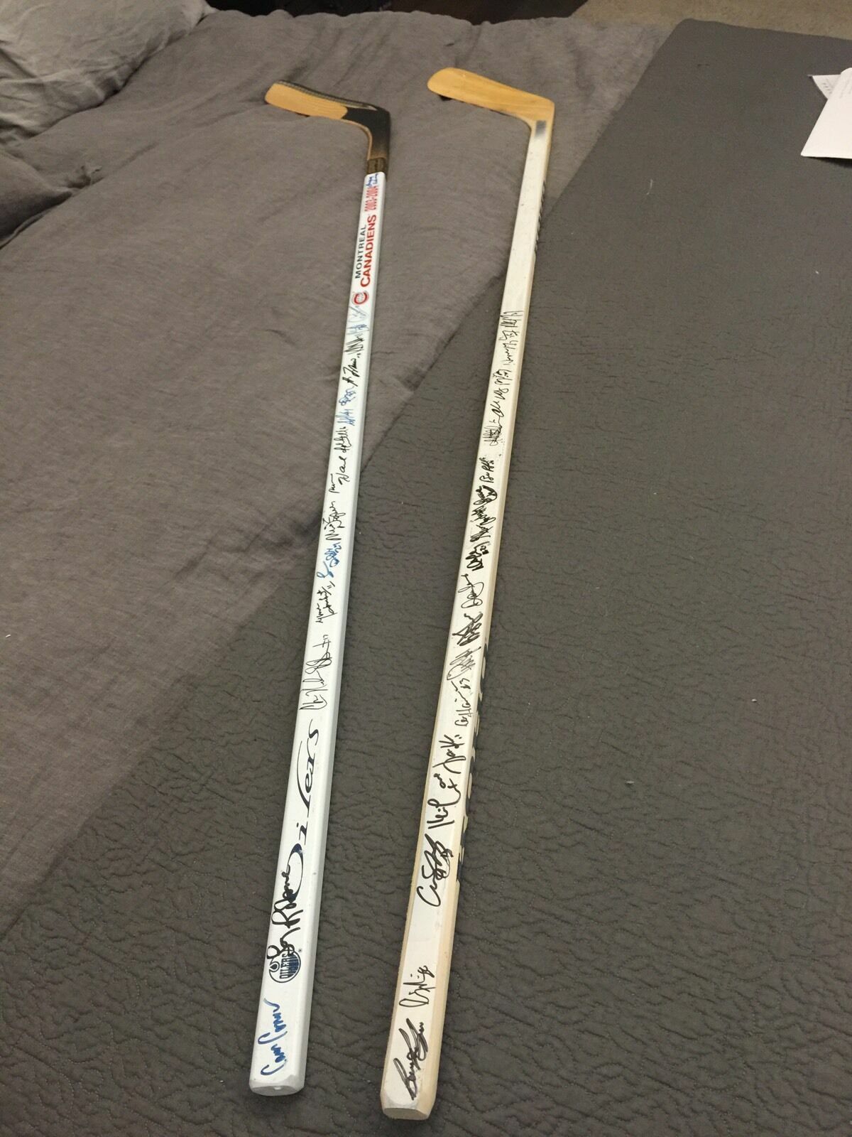 2003 Heritage Classic Edmonton Oilers Montreal Authentic Autographed Sticks
