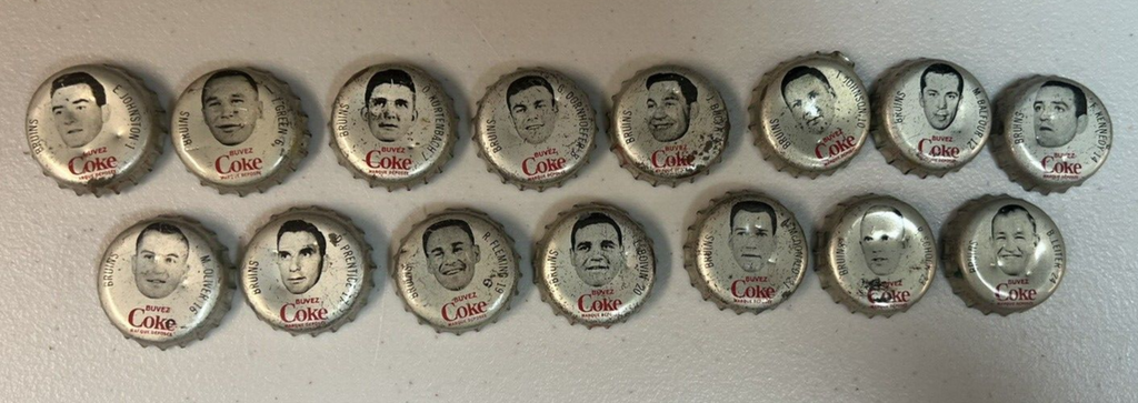1964-65 Coca Cola Bottle Caps 15 Different Boston Bruins NHL