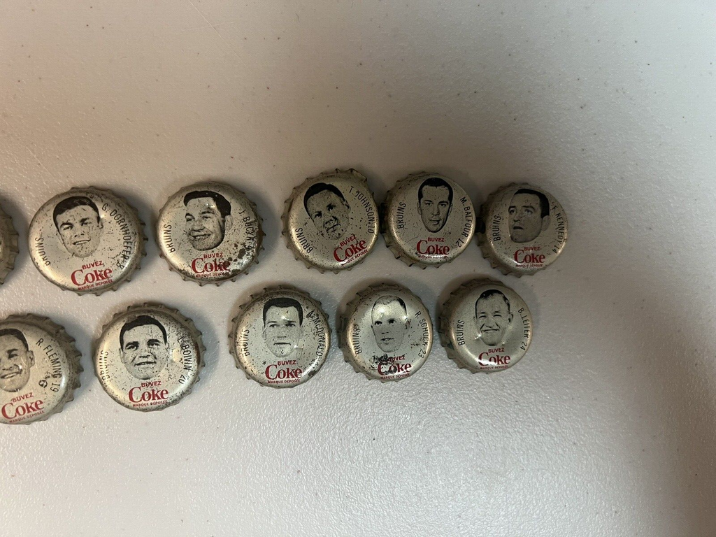 1964-65 Coca Cola Bottle Caps 15 Different Boston Bruins NHL