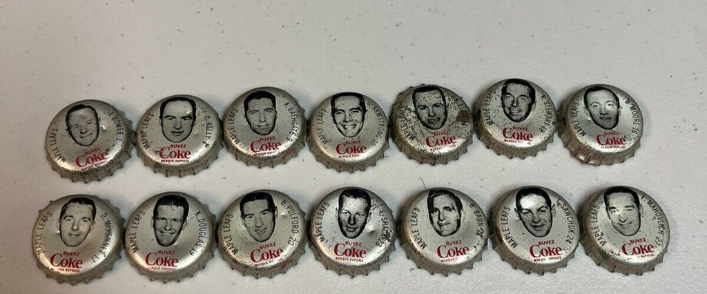 1964 Coca Cola Bottle Caps 14 different Toronto Maple Leafs NHL