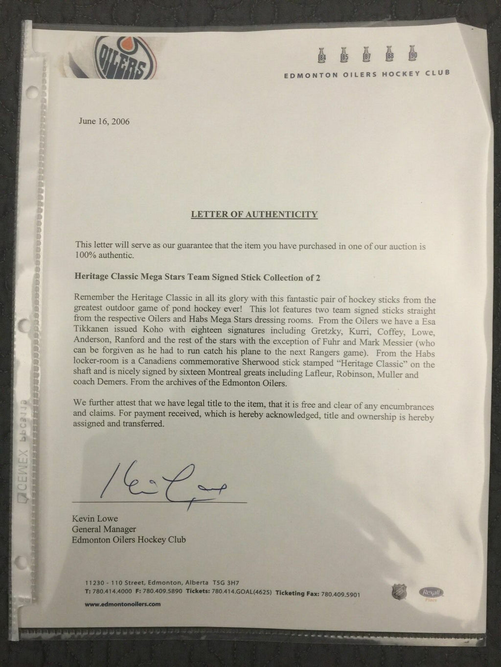 2003 Heritage Classic Edmonton Oilers Montreal Authentic Autographed Sticks