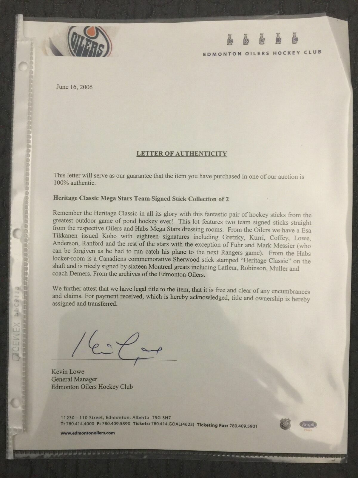 2003 Heritage Classic Edmonton Oilers Montreal Authentic Autographed Sticks