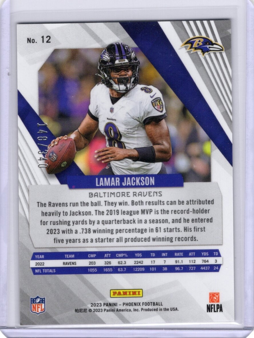 2023 Panini Phoenix Fire Burst #12 Lamar Jackson 148/340