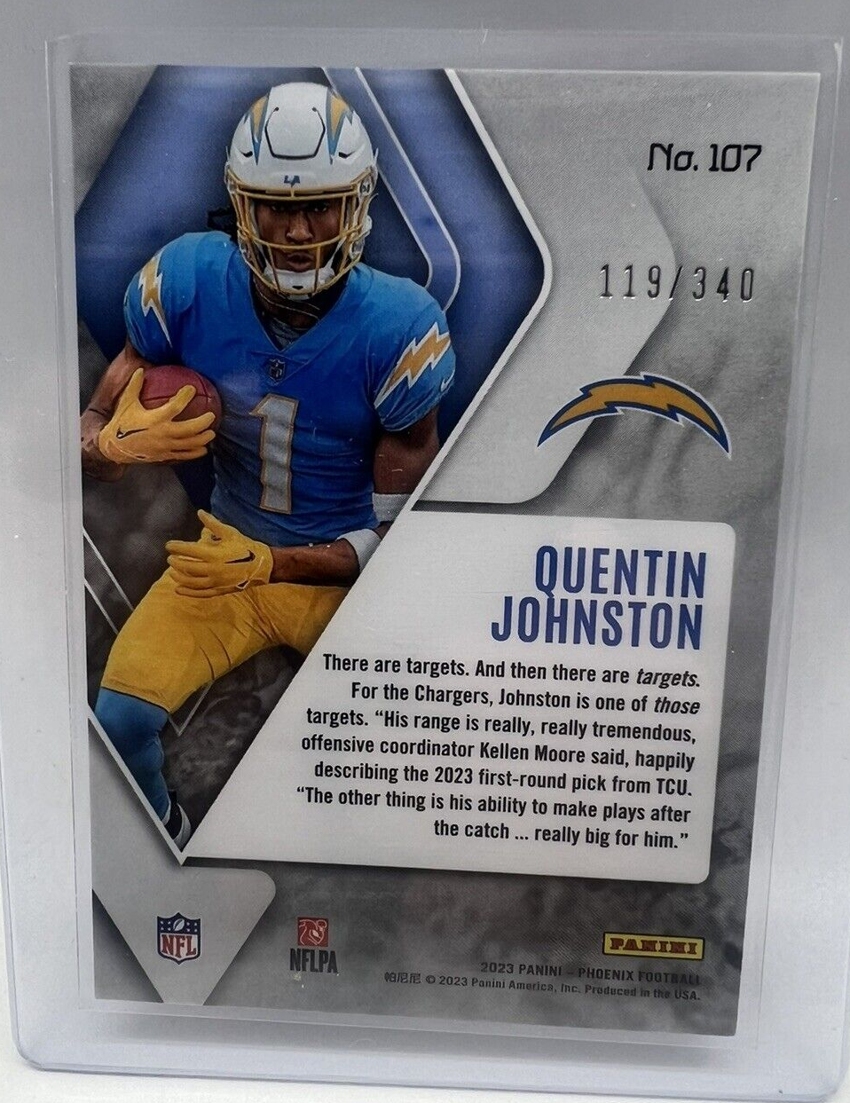 2023 Panini Phoenix Quentin Johnston #107 Rookie FIRE BURST 119/340