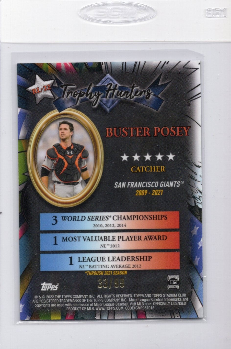 2022 Stadium Club Chrome Buster Posey Green Refractor 33/99 #RL-22 Giants