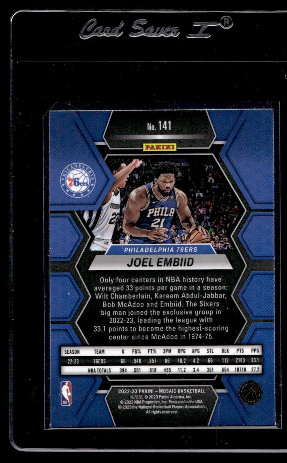 2022-23 Panini Mosaic Joel Embiid #141 76ers