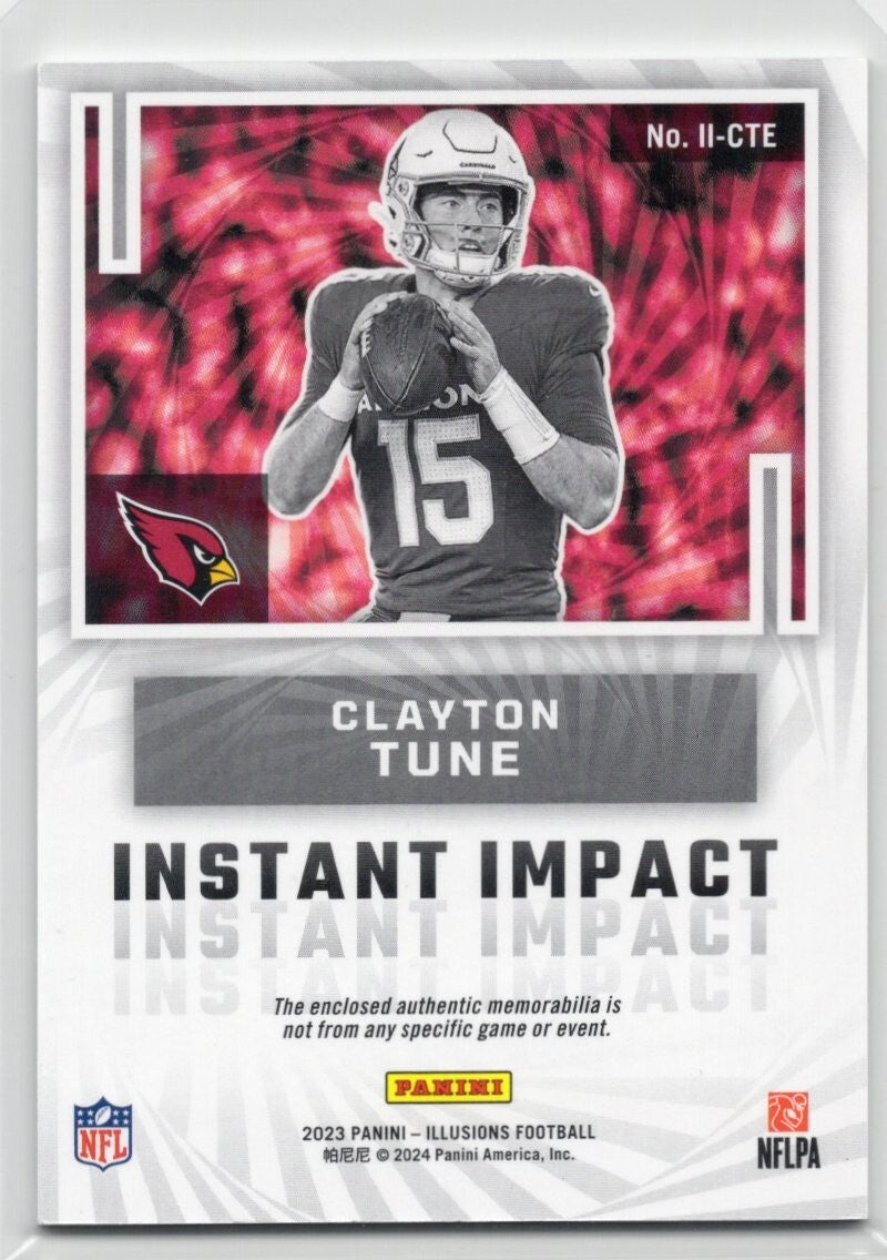 2023 Panini Illusions Clayton Tune Instant Impact Patch Rookie Card RC II-CTE