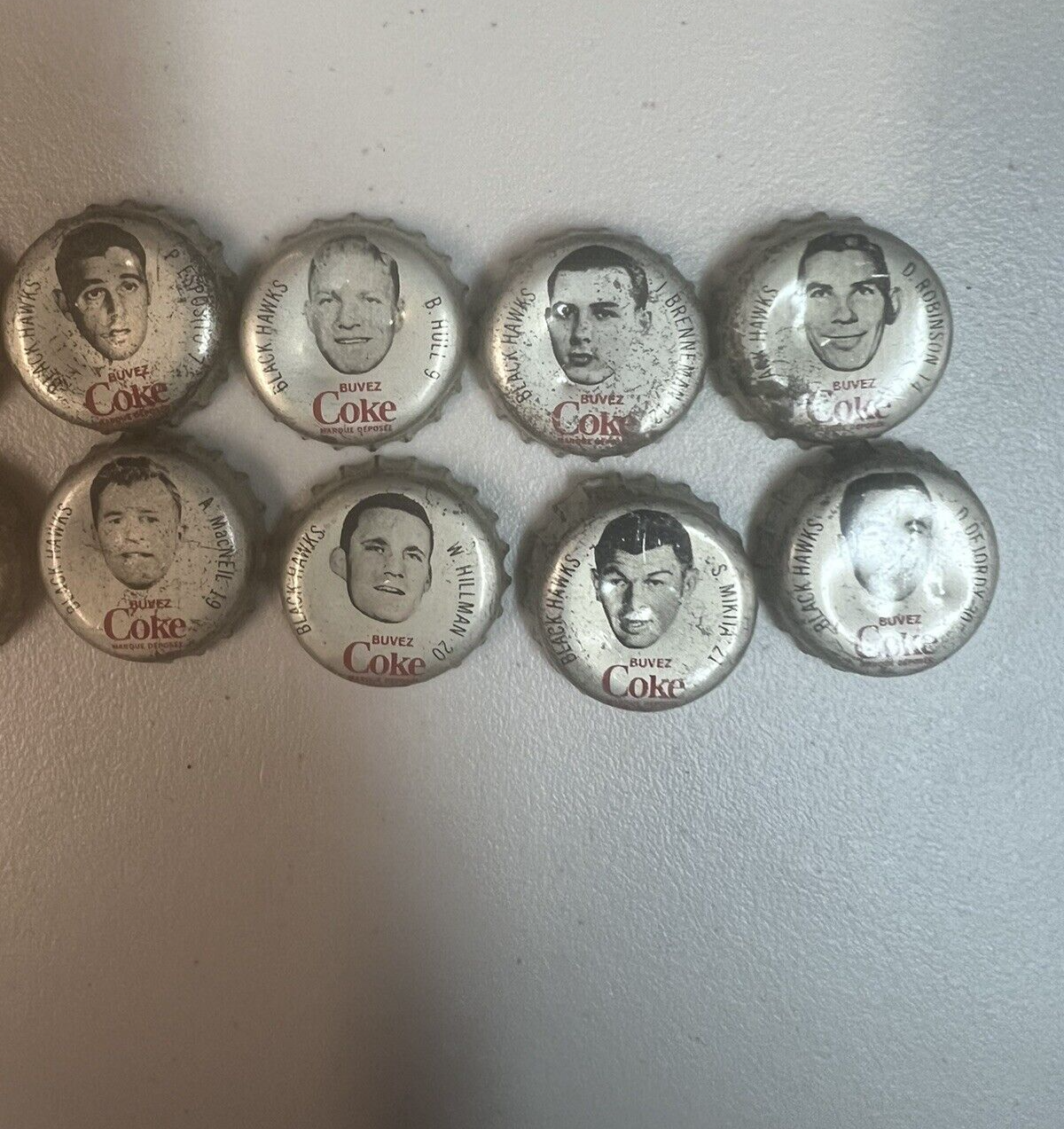 1964 Coca Cola Bottle Caps 12 different Chicago Black Hawks NHL