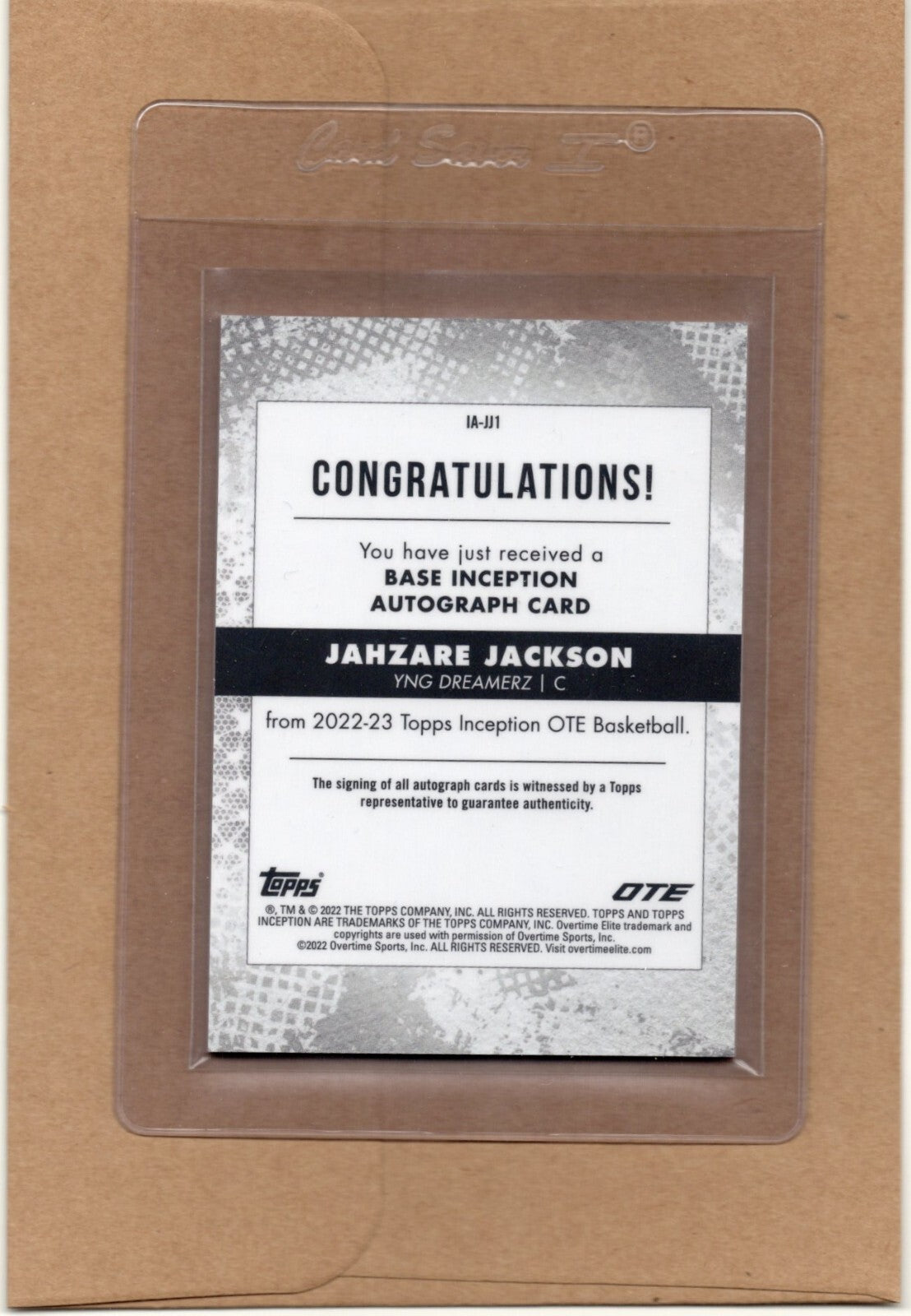 2022-23 Jahzare Jackson Topps Inception OE Red Rookie Auto 33/75 IAJJ1