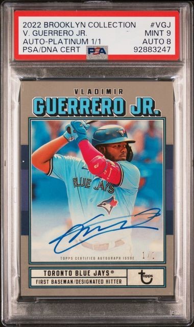 2022 Topps Vladimir Guerrero Jr Brooklyn Collection Platinum Auto #1/1  PSA 9