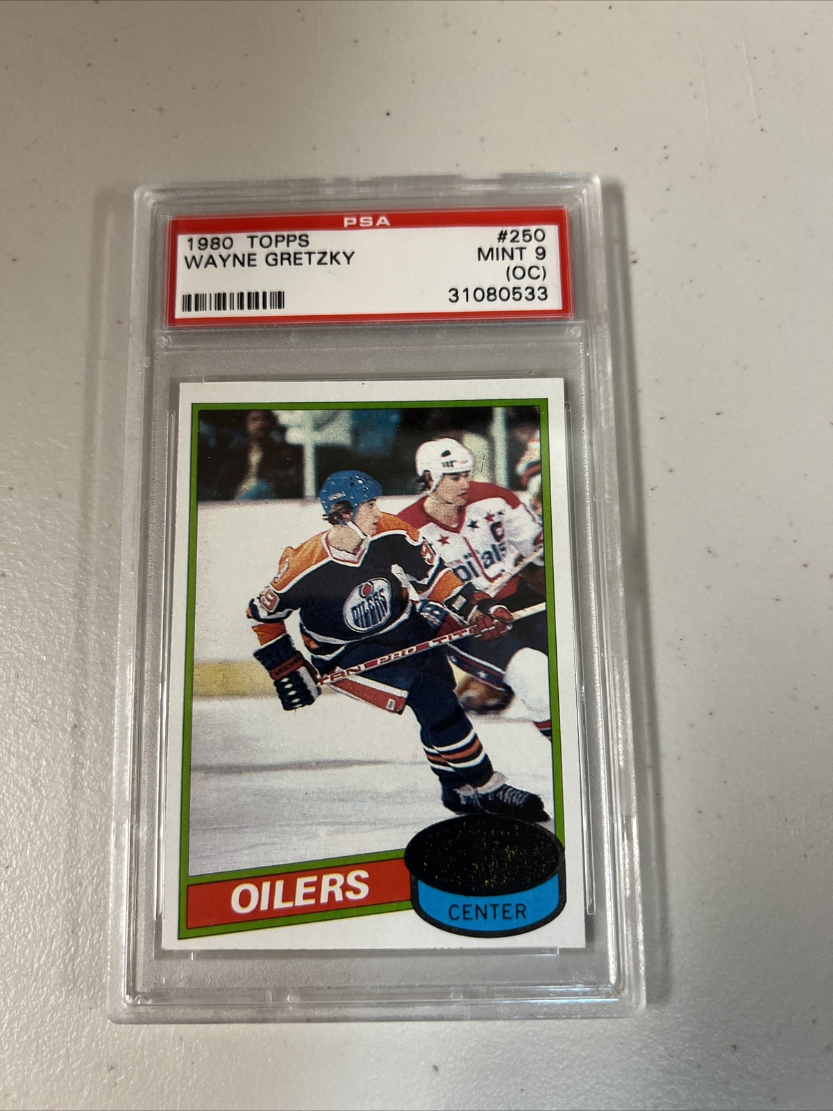 1980 TOPPS HOCKEY 250 WAYNE GRETZKY OILERS PSA MINT 9 oc