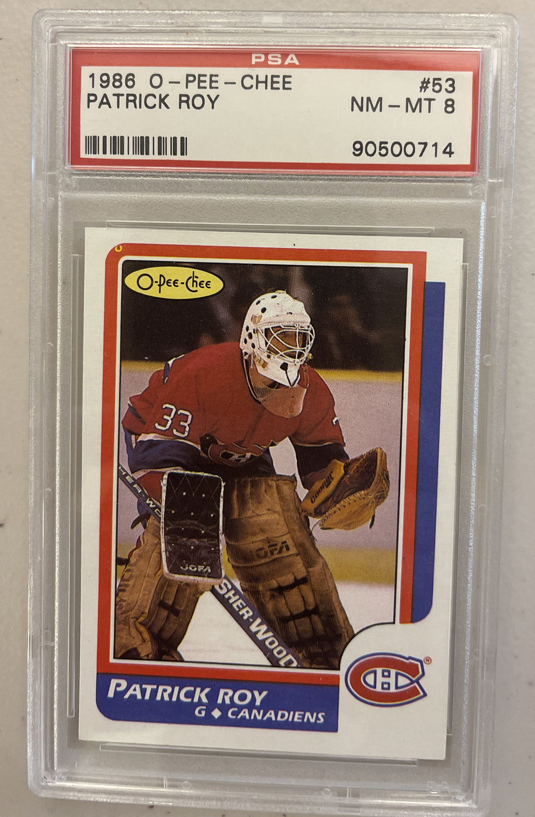 1986 - 1987 O-PEE-CHEE Patrick Roy RC/Rookie  #53 OPC PSA 8