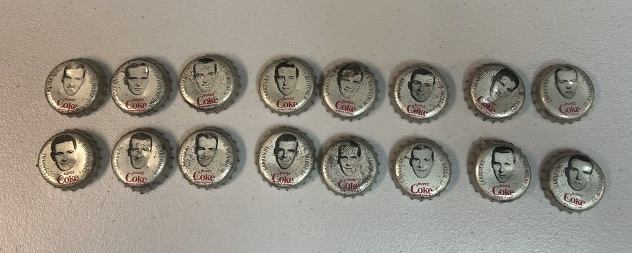1964-65 Coca Cola Bottle Caps 16 Different Montreal Canadiens NHL