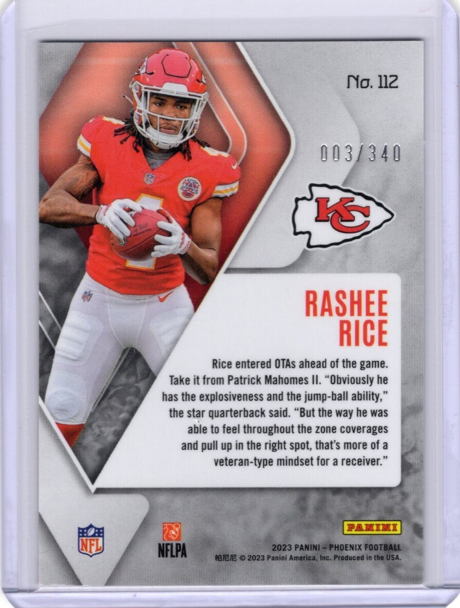 2023 Panini Phoenix Fire Burst #112 Rashee Rice RC Chiefs 003/340