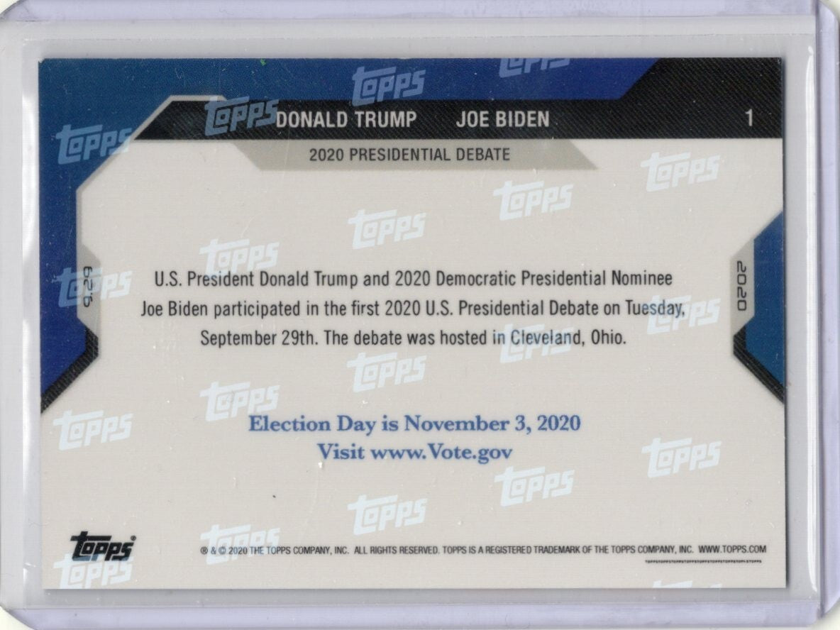2020 TOPPS NOW USA ELECTION #1 DONALD TRUMP & JOE BIDEN 1ST PRESIDENTIAL DEBATE