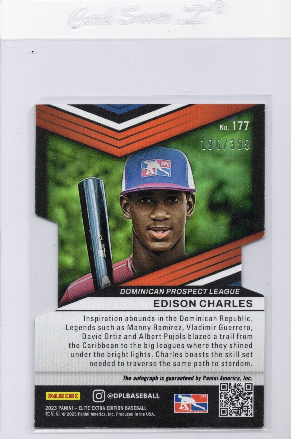 2023 Panini Elite Extra Edition EDISON CHARLES RC Die-Cut AUTO 196/399 #177