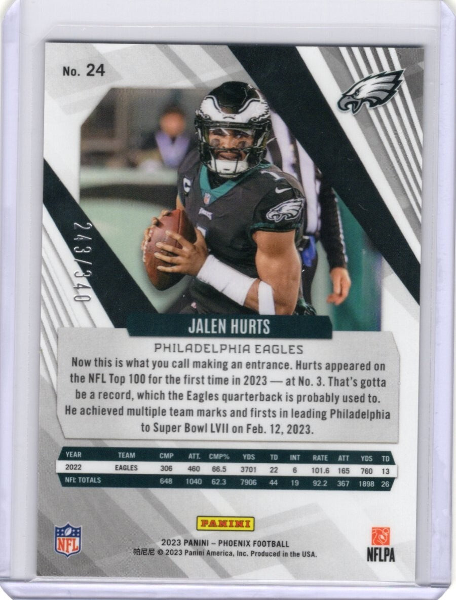 2023 Panini Phoenix Fire Burst #24 Jalen Hurts Eagles 243/340