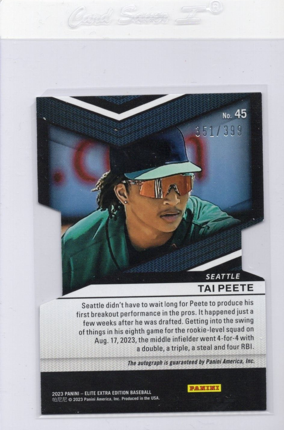 2023 Panini Elite Extra Edition TAI PEETE Auto Die-Cut 351/399 MARINERS