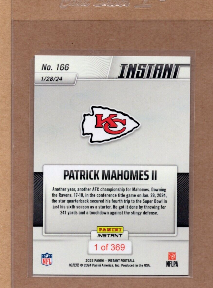 2023 NFL Panini Instant 166 PATRICK MAHOMES KANSAS CITY CHIEFS /369