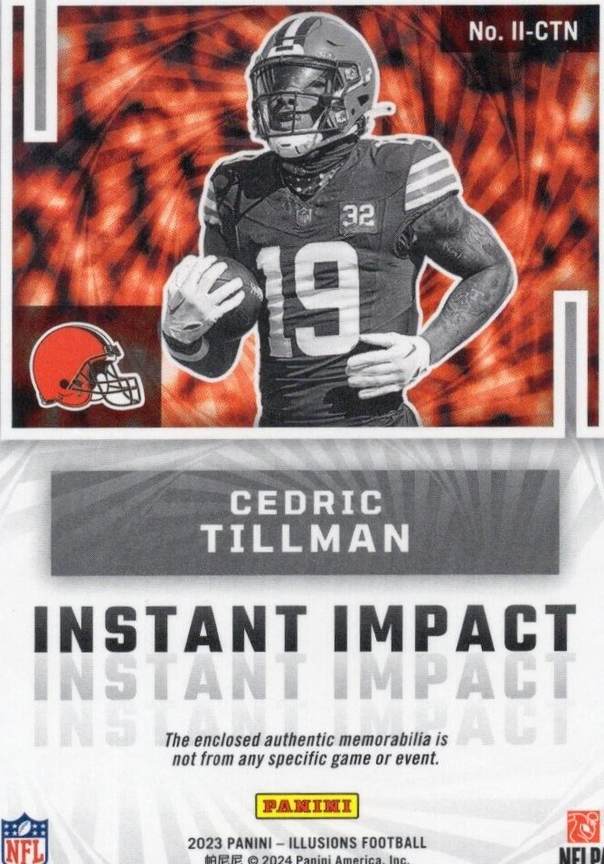 2023 Panini Illusions Cedric Tillman Instant Impact Rookie Patch  RC #137/199