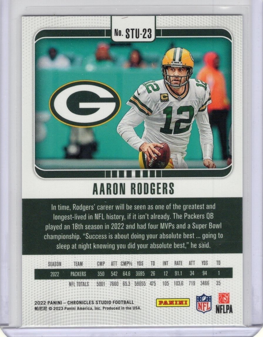 2022 Chronicles Studio Red #STU-23 Aaron Rodgers #24/99  Packers Jets
