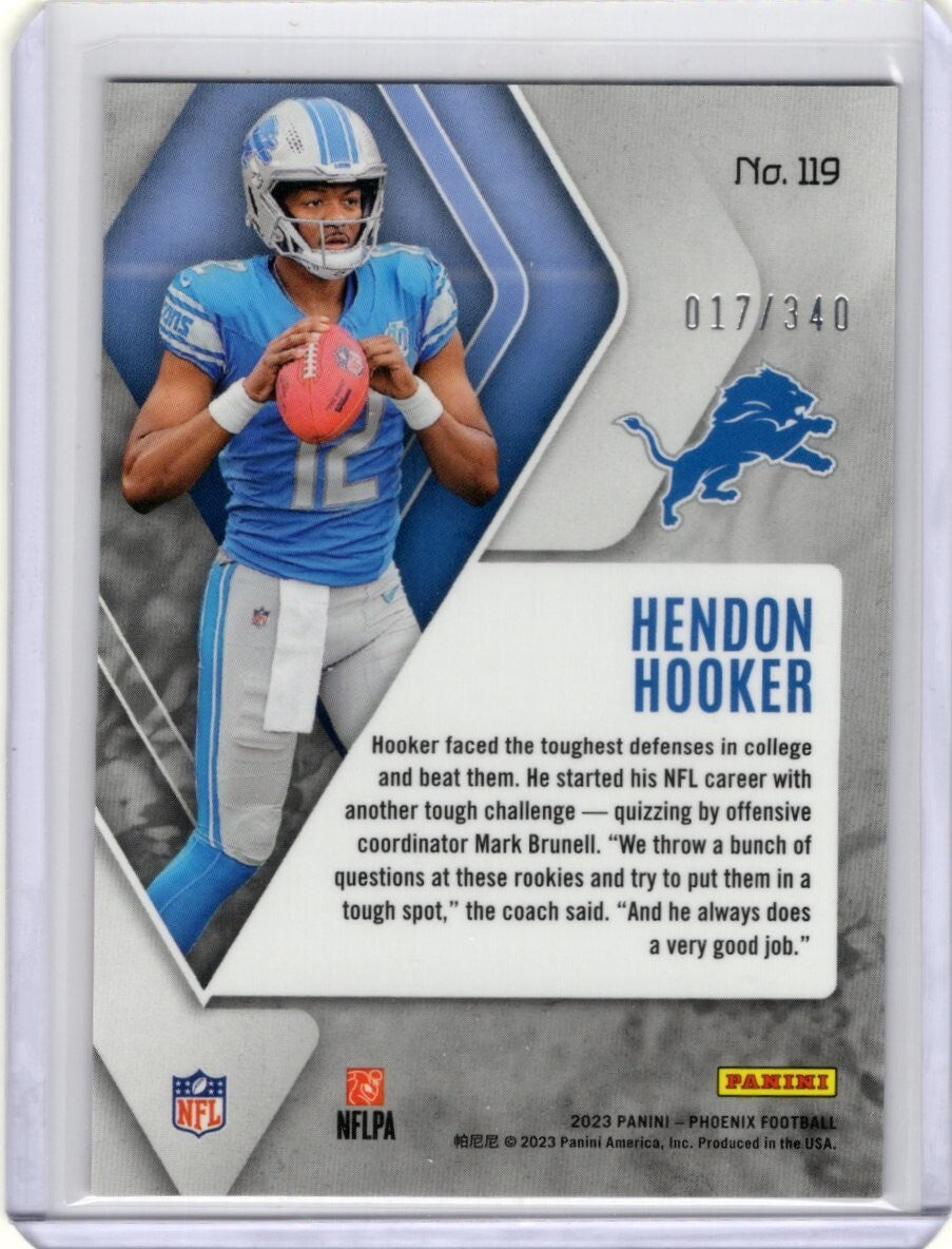 2023 Panini Phoenix Fire Burst #119 Hendon Hooker RC Lions 017/340
