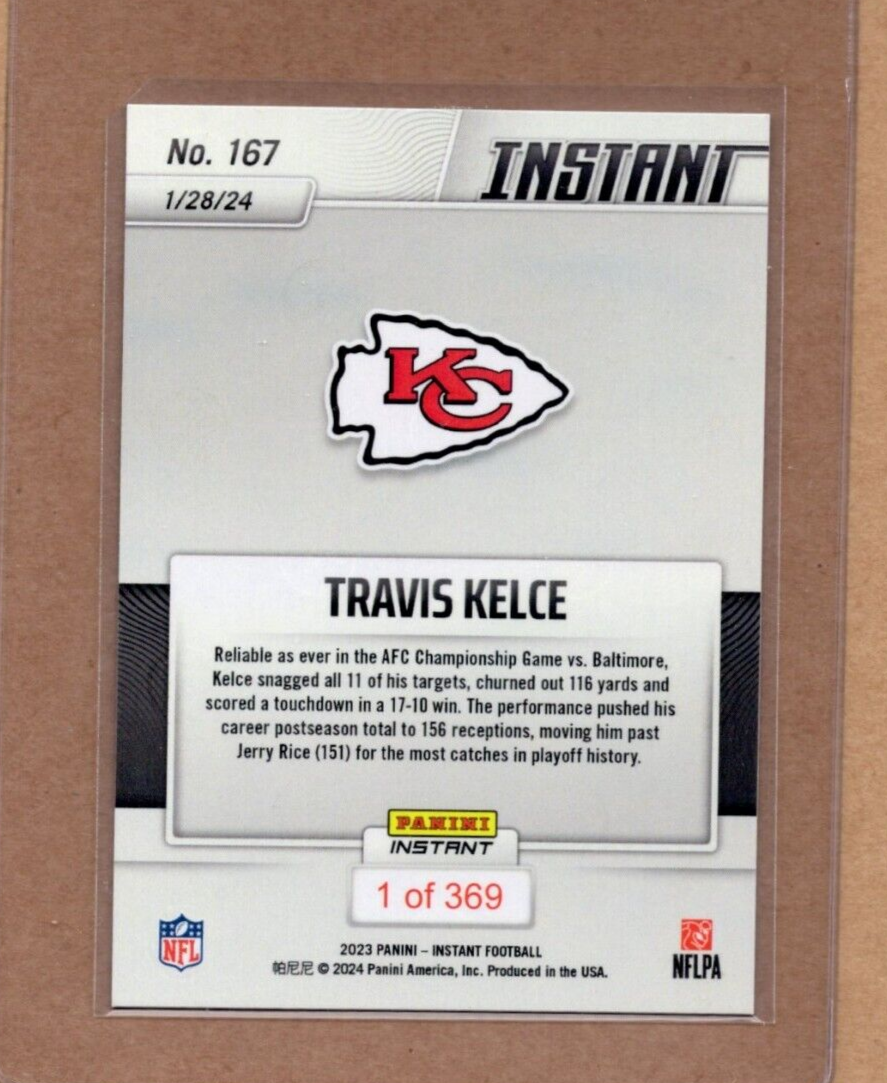 2023 NFL Panini Instant 167 Travis Kelce KANSAS CITY CHIEFS /369