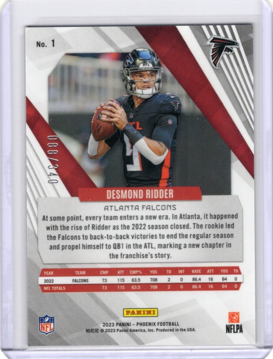 2023 Panini Phoenix Fire Burst #1 Desmond Ridder Falcons 088/340