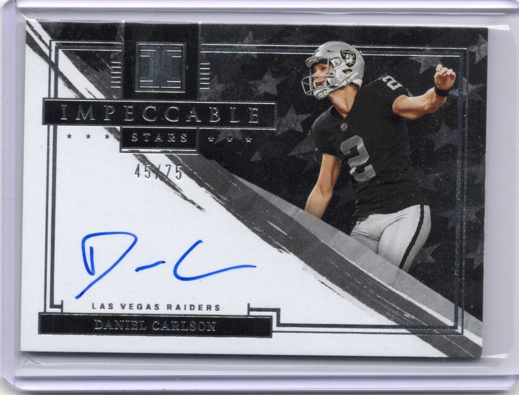 2022 Impeccable Daniel Carlson Impeccable Stars Autograph #45/75 Raiders SS-DCA