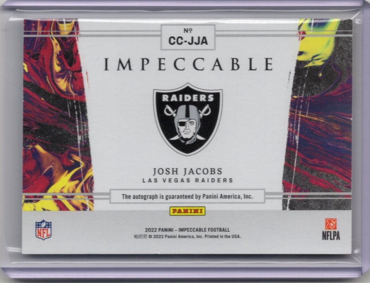 2023 Panini Impeccable Josh Jacobs Canvas Creations Auto #/75 Raiders CC-JJA