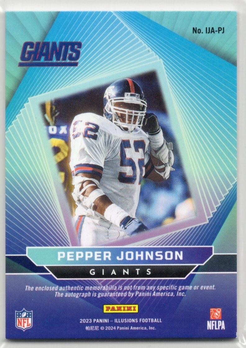 2023 Panini Illusions - Pepper Johnson - Immortalized Patch Auto #369/399 Giants