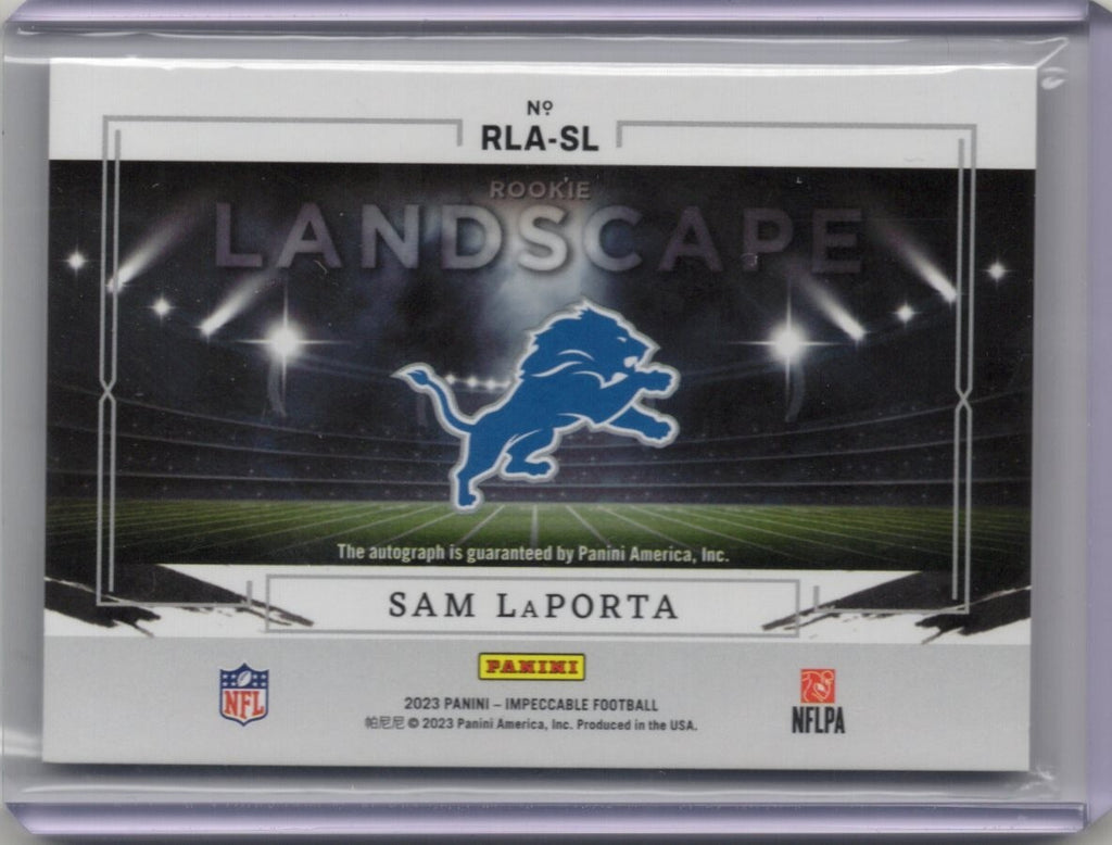 2023 Panini Impeccable Sam LaPorta Rookie Landscape Auto RC #68/99 Lions RLA-SL