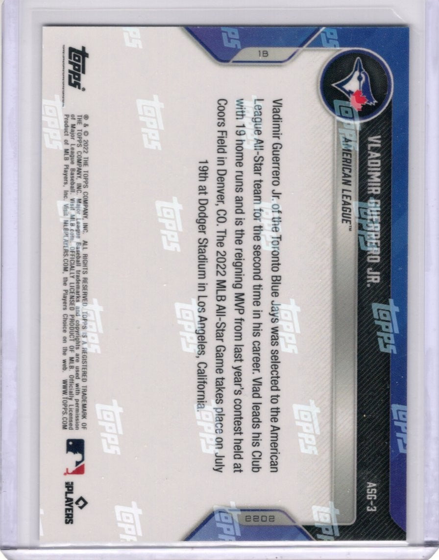 2022 Topps Now All Star Game Vladimir Guerrero Jr #ASG-3 Blue Jays