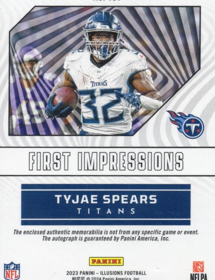 2023 Illusions Tyjae Spears Red First Impressions Rookie RC Jersey Auto #192/199