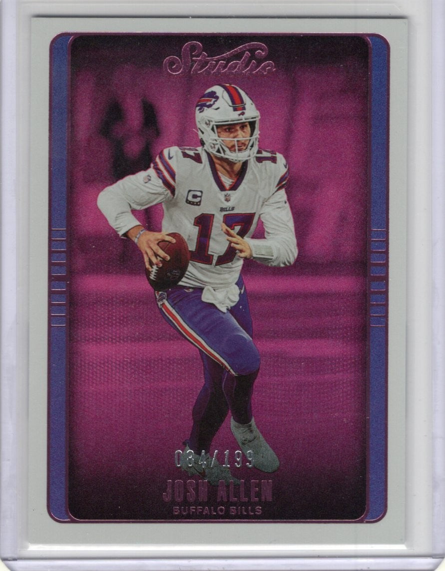 2022 Panini Chronicles Studio Josh Allen Purple 084/199 Buffalo Bills STU-1
