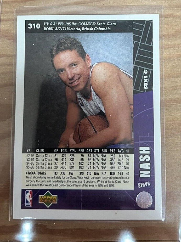 1996-97 UD Collector's Choice Steve Nash RC ROOKIE CARD #310 HOF PHOENIX SUNS