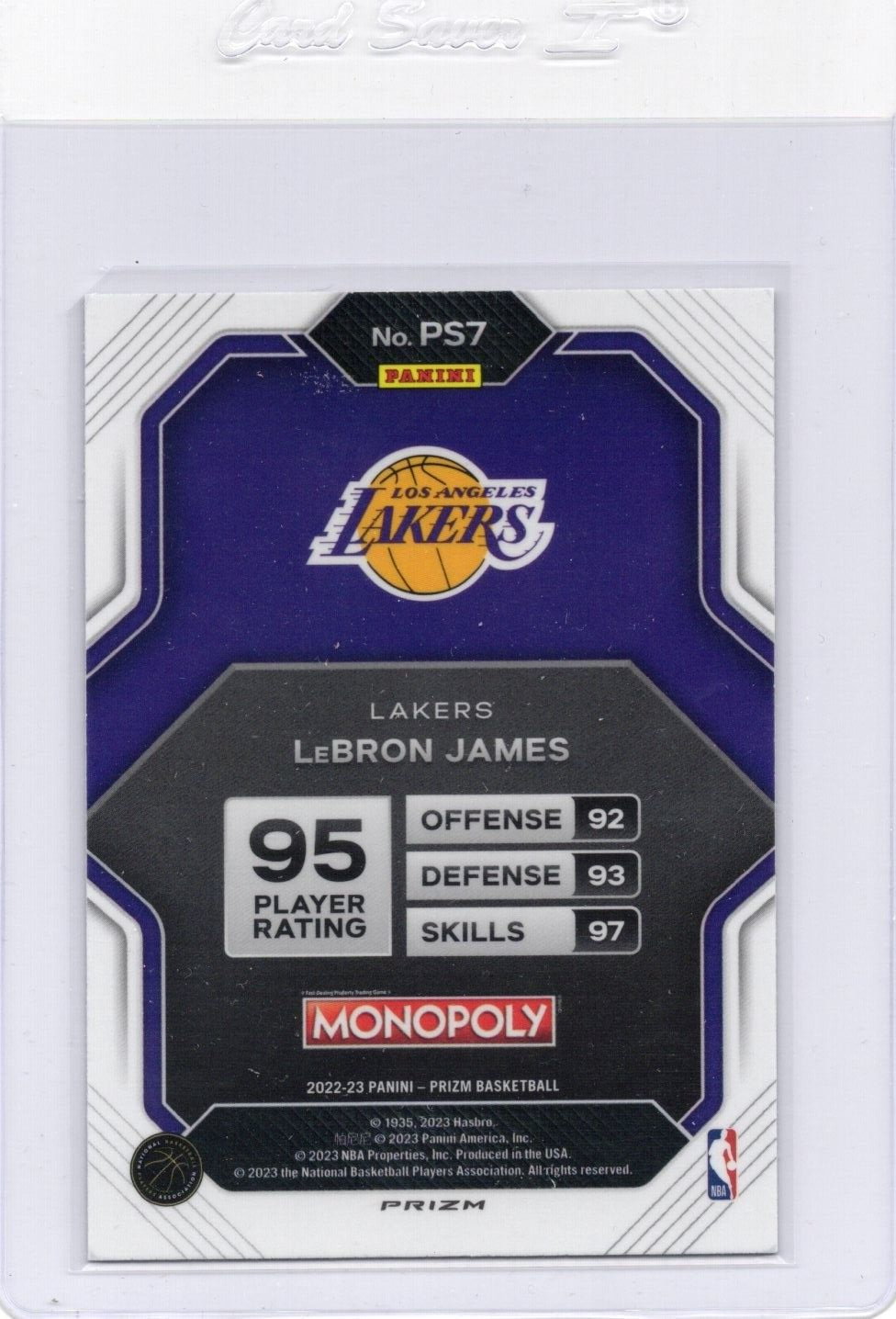 2023 Panini Prizm Black Icon Monopoly LeBron James Limited Ed #PS7 SSP Lakers SP