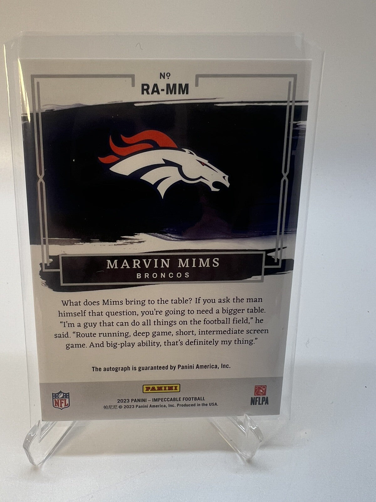 2023 PANINI IMPECCABLE MARVIN MIMS ROOKIE AUTOGRAPHS 20/49 BRONCOS RC AUTO RA-MM