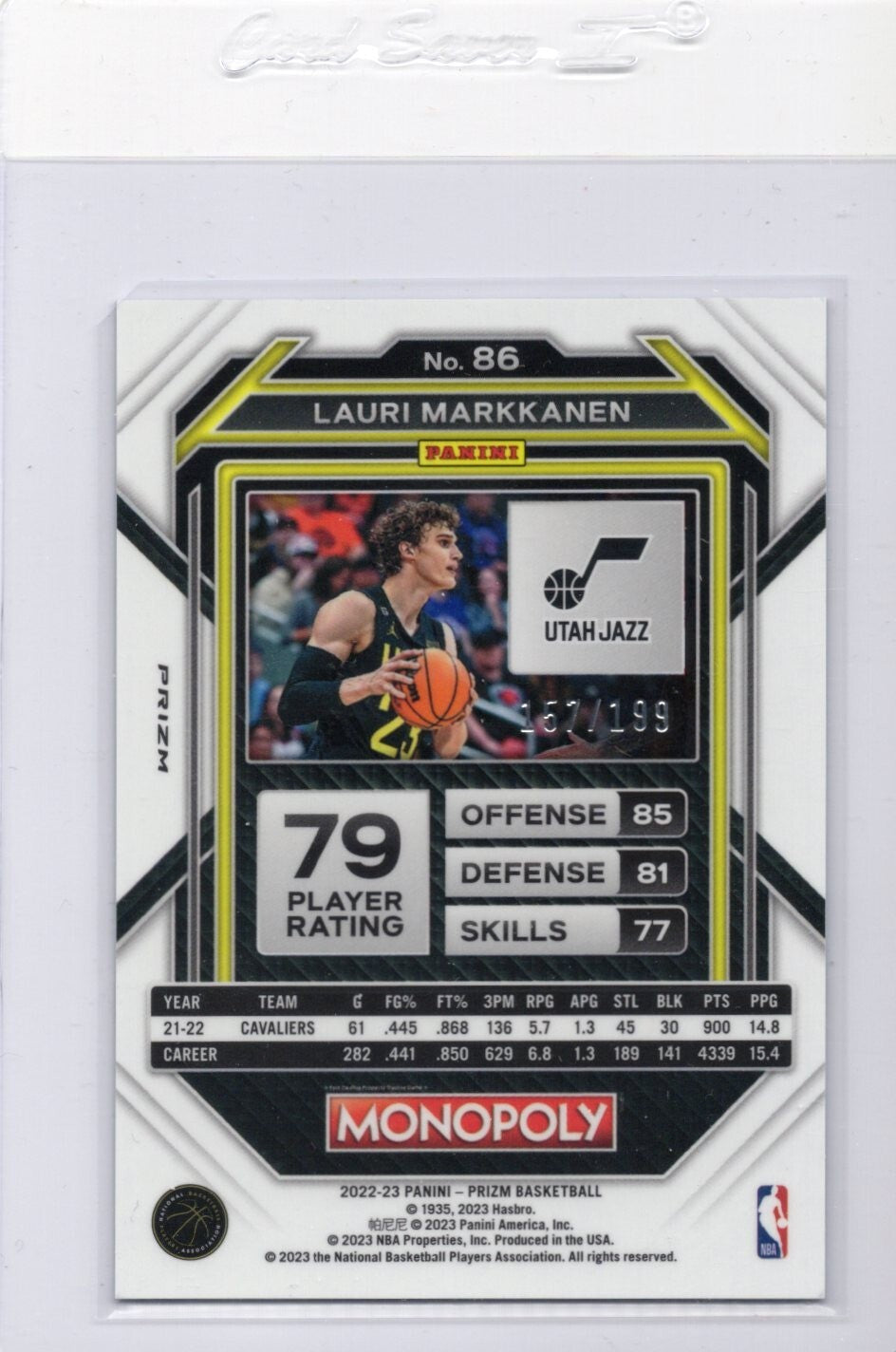 2022-23 Panini Prizm Monopoly Light Blue #86 Lauri Markkanen 157/199