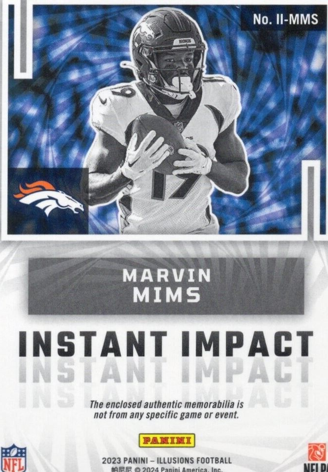 2023 Illusions Football, Marvin Mims #II-MMS Instant Impact Jersey RC #199/199