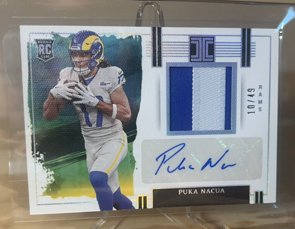 2023 Panini Impeccable Puka Nacua #10/49 Rookie Patch Auto Silver RPA-PN Rams