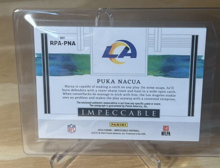2023 Panini Impeccable Puka Nacua #10/49 Rookie Patch Auto Silver RPA-PN Rams