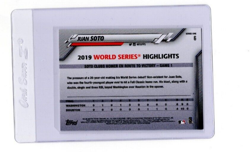2020 Topps Series 1 Base #6 Juan Soto - Washington Nationals WS