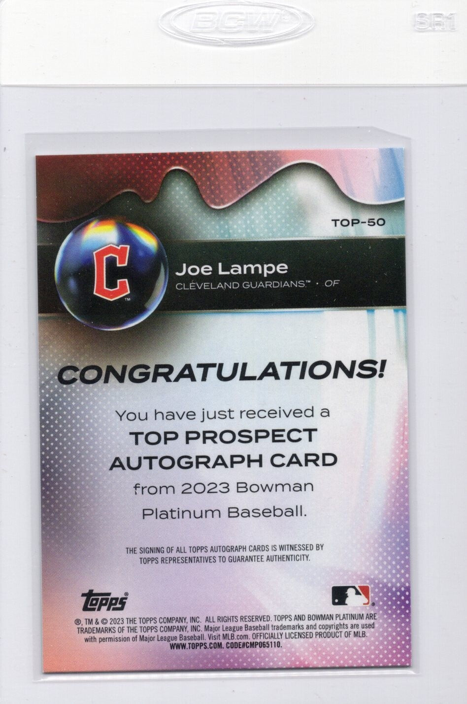2023 Bowman Platinum Joe Lampe AUTO Guardians TOP-50
