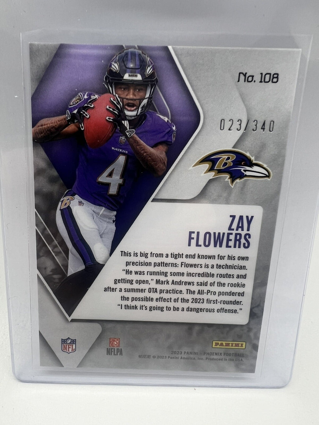 2023 Panini Phoenix Zay Flowers #108 Rookie FIRE BURST 023/340